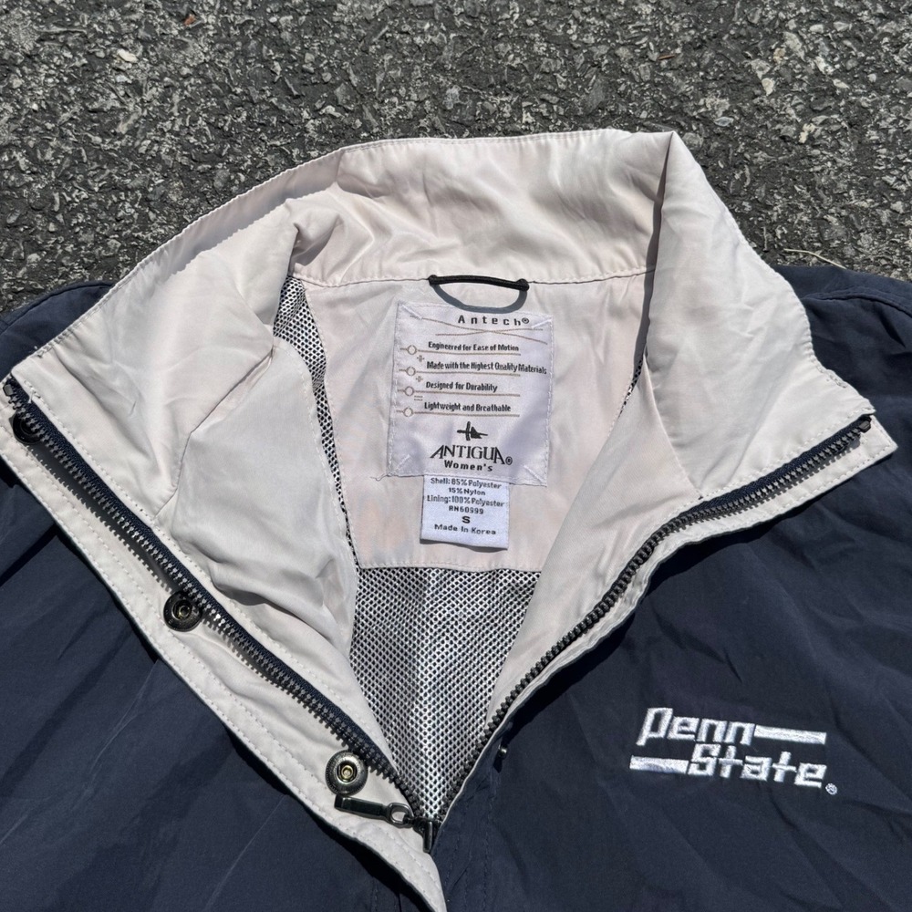 Antigua Penn State Nittany Lions Navy Blue Windbreaker Jacket Womens Small - Picture 4 of 6